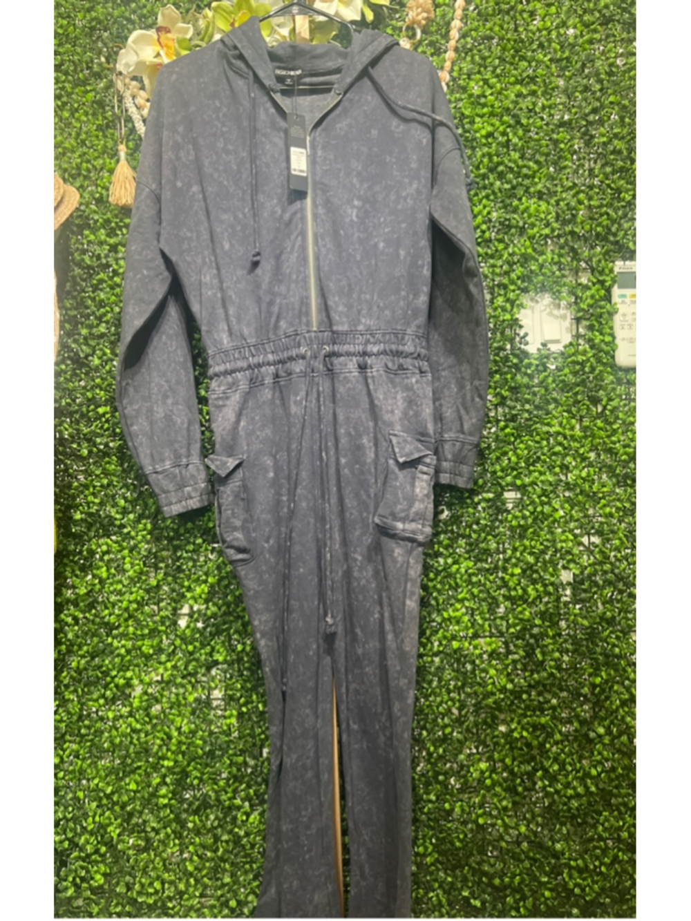 Women's Fashion Nova Found my Peace Navy Washed Jumpsuit Size Small - Picture 5 of 11